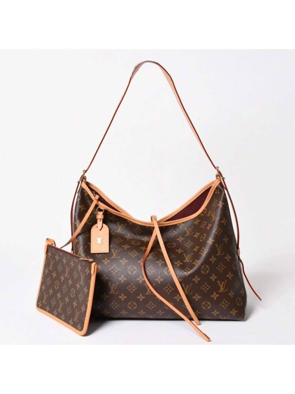 Louis Vuitton Carryall NM MM Tote Bag Monogram Brown Leather Vachetta Gold